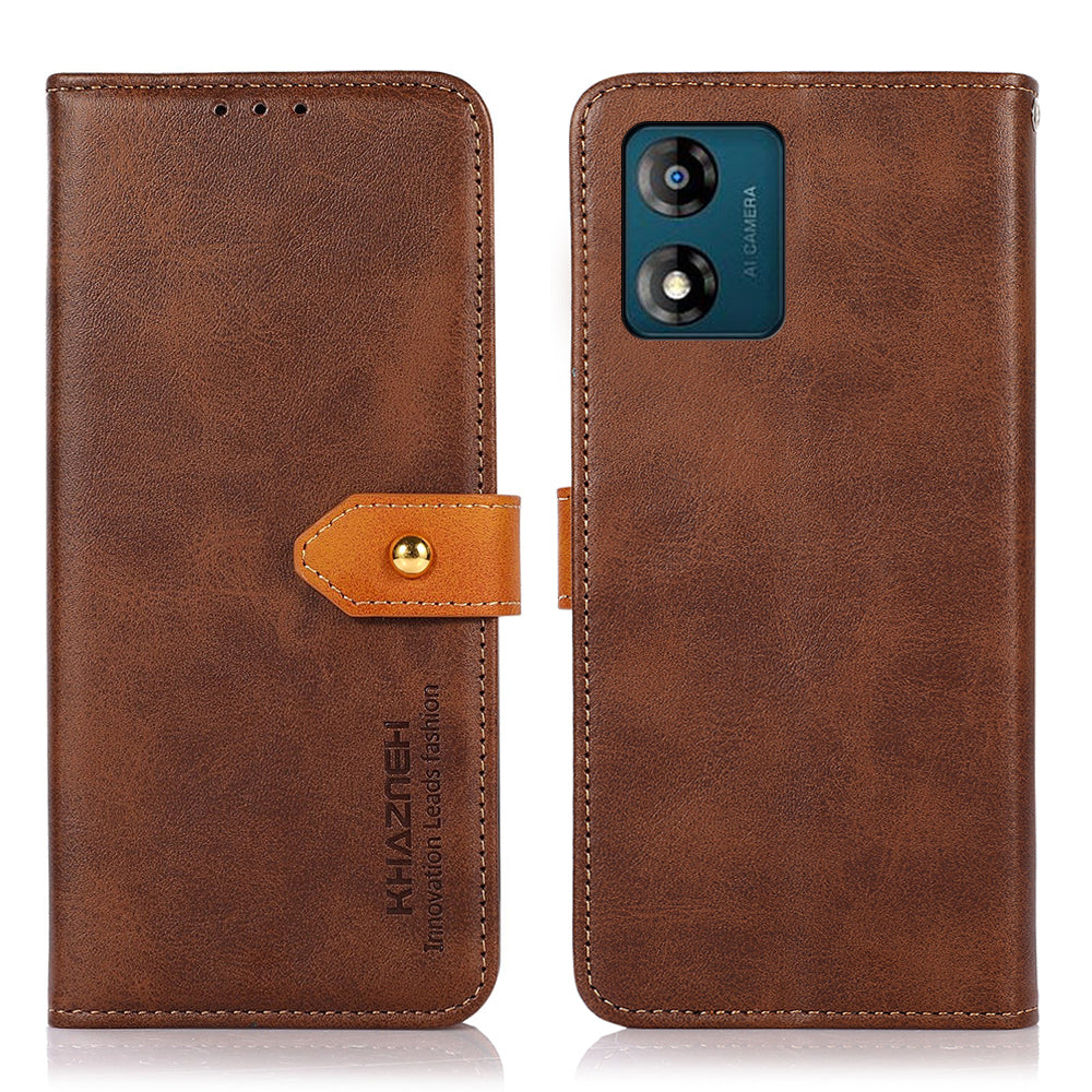 KHAZNEH For Motorola Moto E13 4G Phone Wallet Case Cowhide Texture PU Leather Gold Buckle Stand Phone Cover KHAZNEH For Motorola Moto E13 4G Phone Wallet Case Cowhide Texture PU Leather Gold Buckle Stand Phone Cover